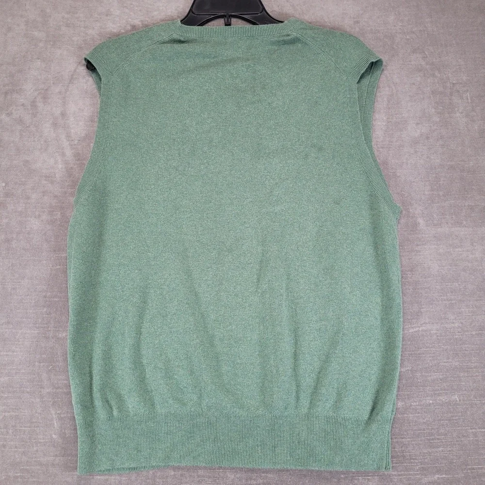 Polo Ralph Lauren Mens Medium Green Pima‎ Cotton V-Neck Sweater Vest Pony Logo